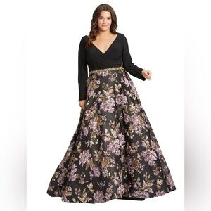Mac Duggal 77745 Long A-Line Dress Long Sleeves Fitted Bodice